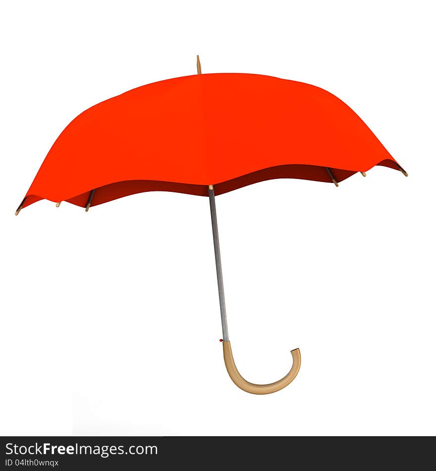 Red umbrella on white background