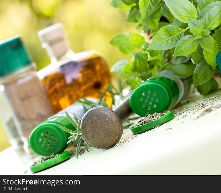 Fresh and dry herbs - spices  used in all world cuisines