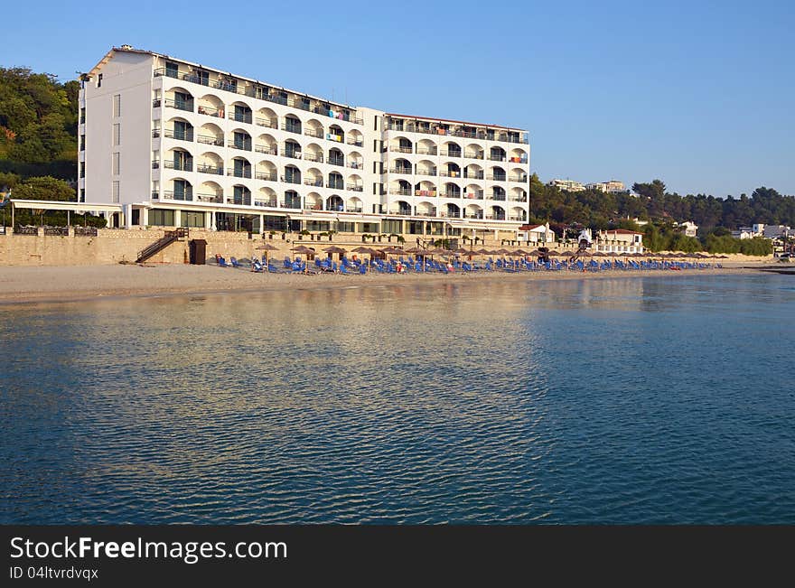 Amon Zeus hotel on the beach in Kalitheea resort in Kassandra, Greece