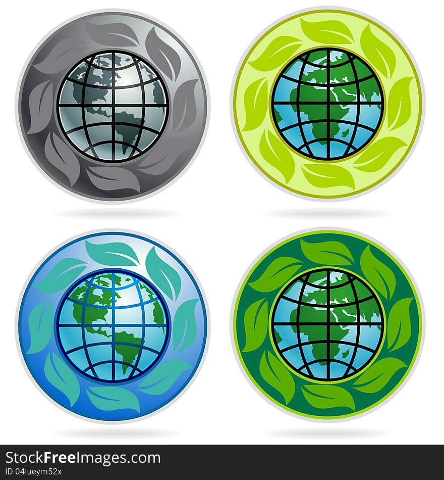 Set Of Earth Labels, Stickers, Badges And Logos