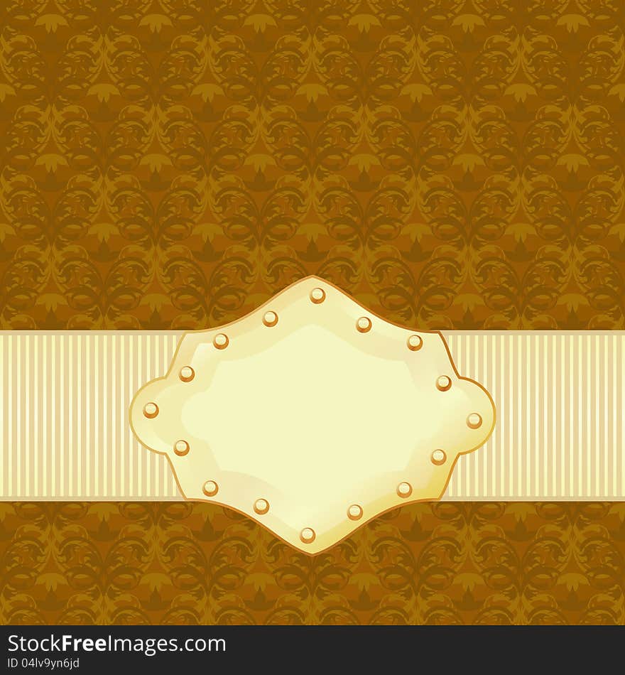 Vintage floral texture with simple golden frame. Vintage floral texture with simple golden frame