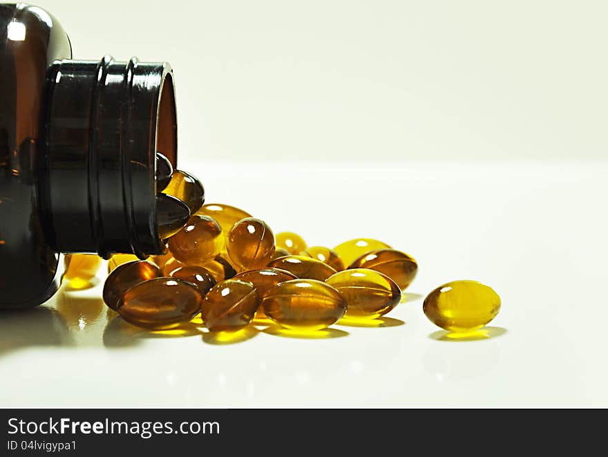 Rice bran and germ oil capsules - source of omega 3. Rice bran and germ oil capsules - source of omega 3