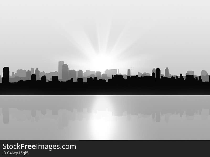 Abstract black and whote city background under sun light. Abstract black and whote city background under sun light