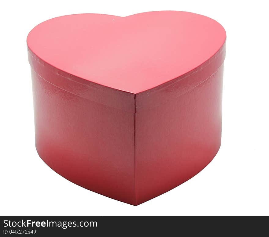 Paper Red Heart shape box with white background isolated. Paper Red Heart shape box with white background isolated