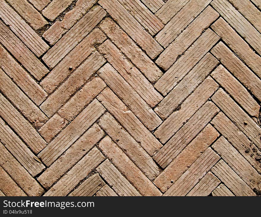 Contemporary herringbone pattern brickwall detail