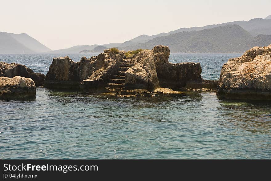 Remains of the ancient ruins in the sea