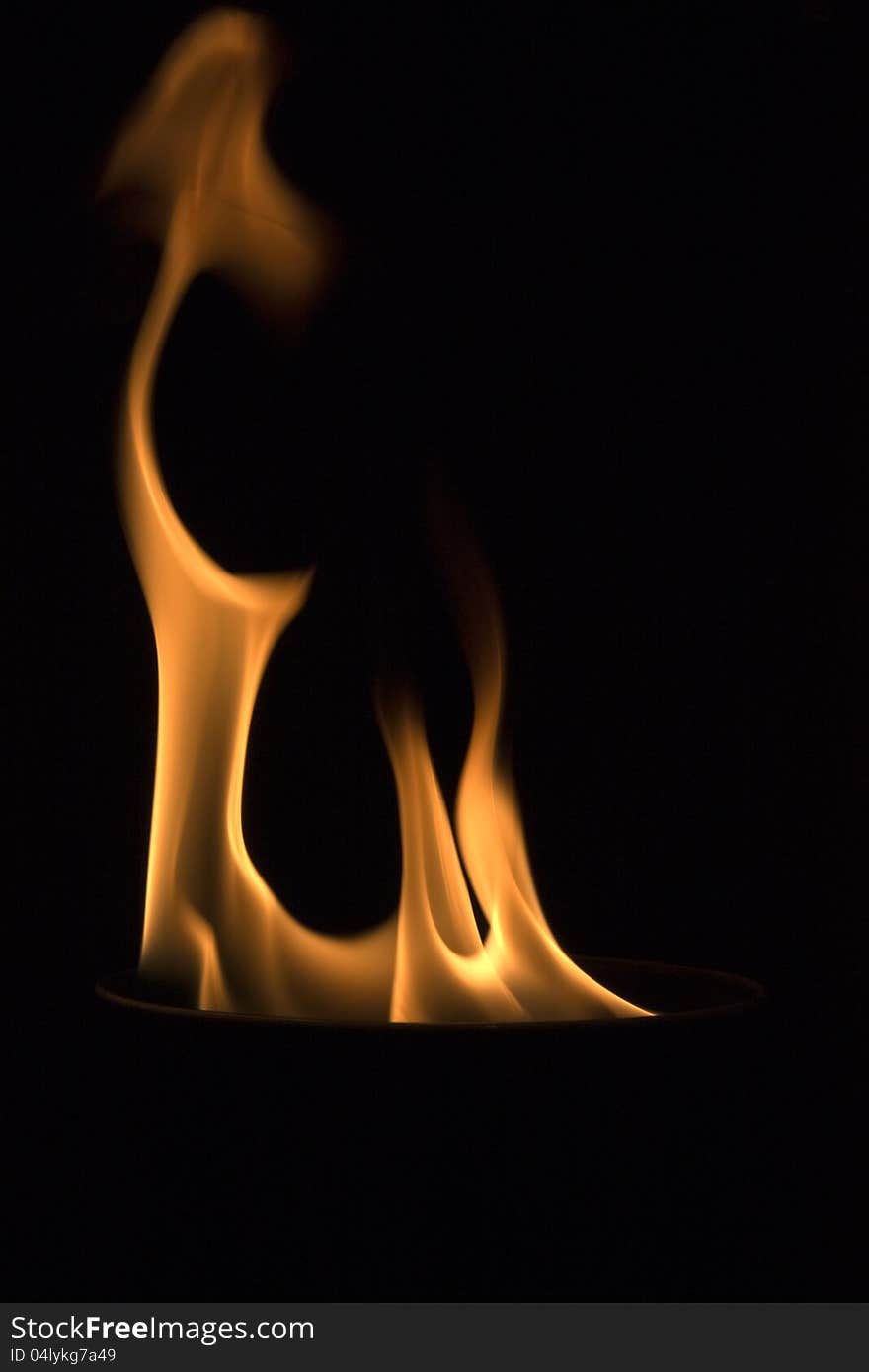 Fire in a bowl on a black background. Fire in a bowl on a black background