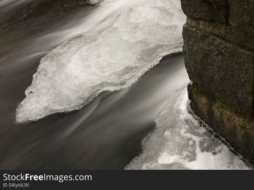 Water for a long time running under the ice. Water for a long time running under the ice