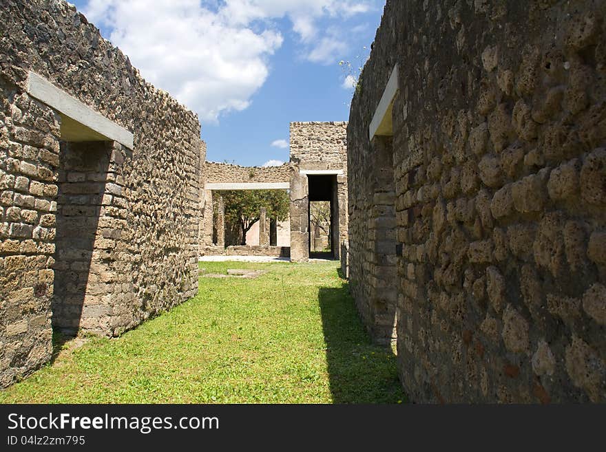 Ruins of Pompeii after eruption of a volcano of Vesuvius