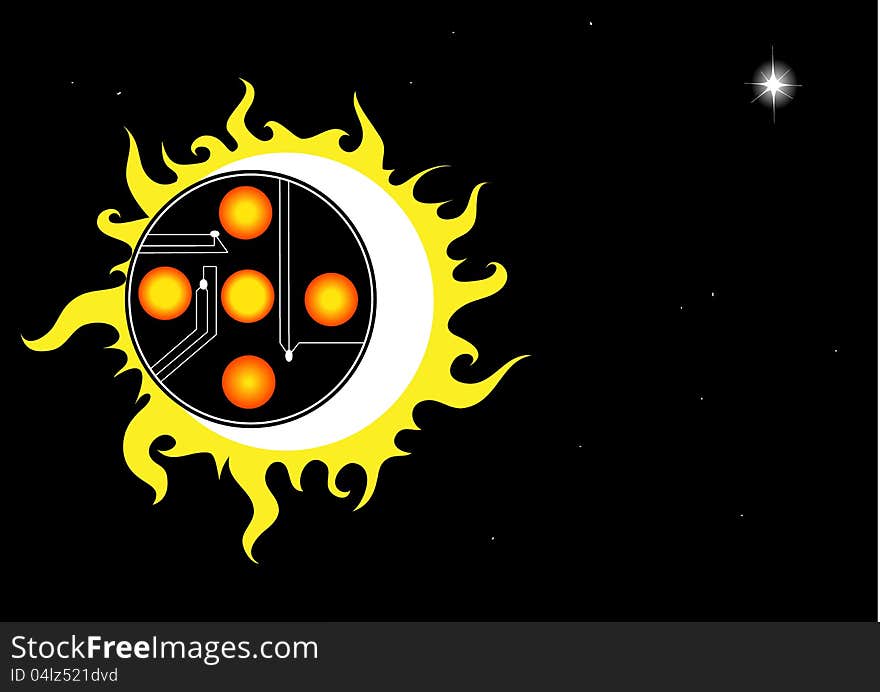 Spacecraft obscured the sun, an eclipse of the sun, journey into space. Spacecraft obscured the sun, an eclipse of the sun, journey into space.