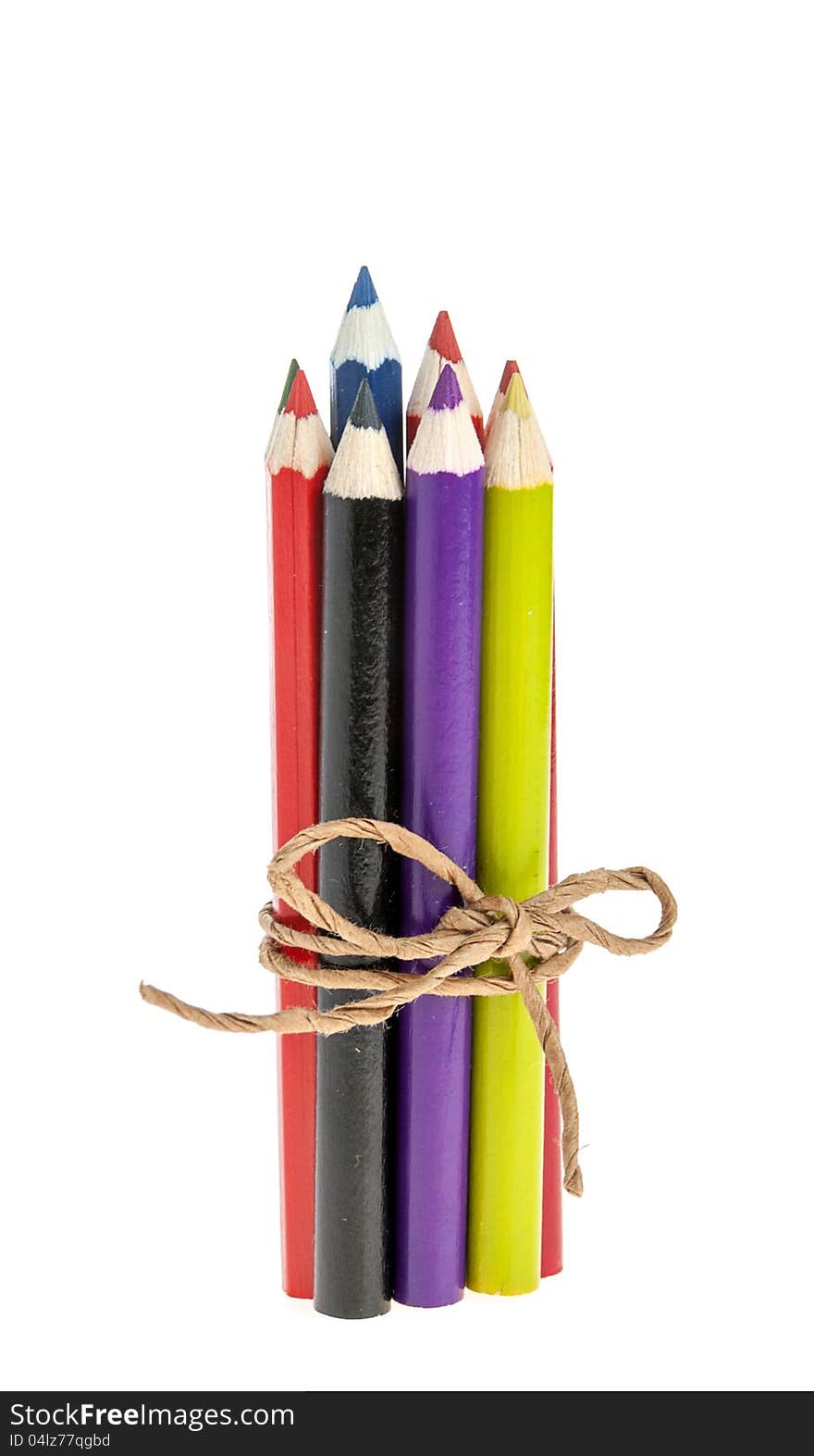 Colored pencils tied with a rope