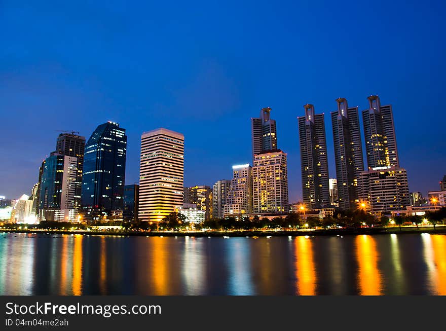 Panoramic view on nice big city at night, Bangkok, Thailand. Panoramic view on nice big city at night, Bangkok, Thailand.