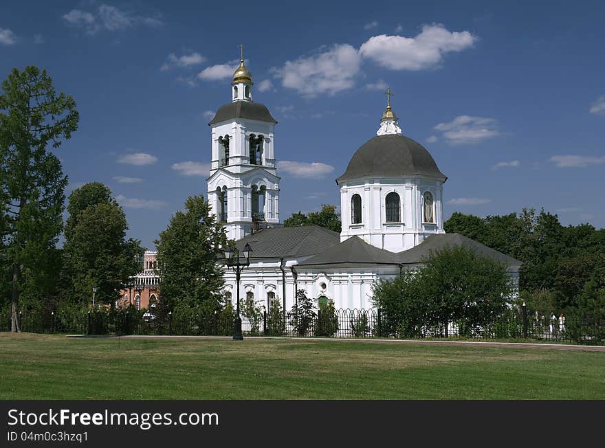 The first wooden five-domed church on the site was built in the 1680's at the behest of Prince Vladimir Golitsyn and his son Alexis. In the early 1720's Prince of D.C. Cantemir replaced Golitsyn church dome, but the stone building. His son, Prince M.D. Cantemir erected in the years 1759-1765 is now an existing building, the north chapel is dedicated (in memory of his father) Great Martyr Saint Dem. The first wooden five-domed church on the site was built in the 1680's at the behest of Prince Vladimir Golitsyn and his son Alexis. In the early 1720's Prince of D.C. Cantemir replaced Golitsyn church dome, but the stone building. His son, Prince M.D. Cantemir erected in the years 1759-1765 is now an existing building, the north chapel is dedicated (in memory of his father) Great Martyr Saint Dem