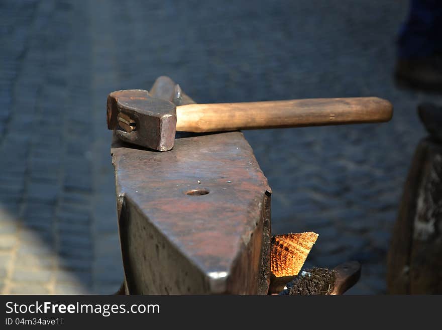 Hammer And Anvil Used By A Blacksmith