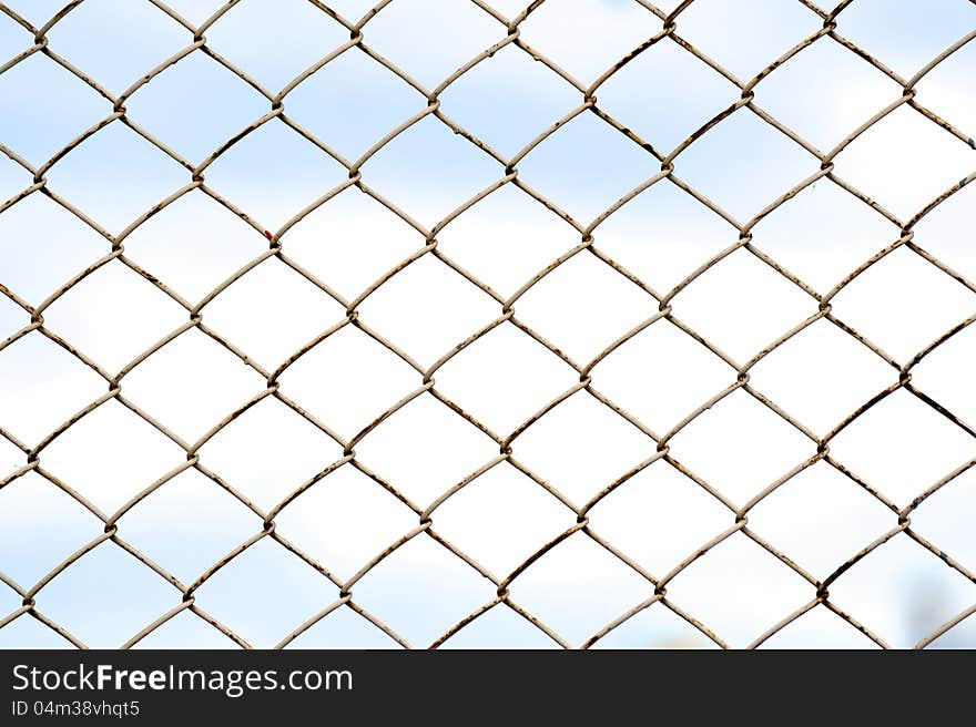 Chain Link fence on sky background. Chain Link fence on sky background