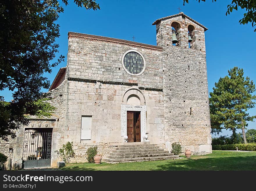 The facade of the abbey of st. nicolò in sangemini, terni, umbria, italy. The facade of the abbey of st. nicolò in sangemini, terni, umbria, italy