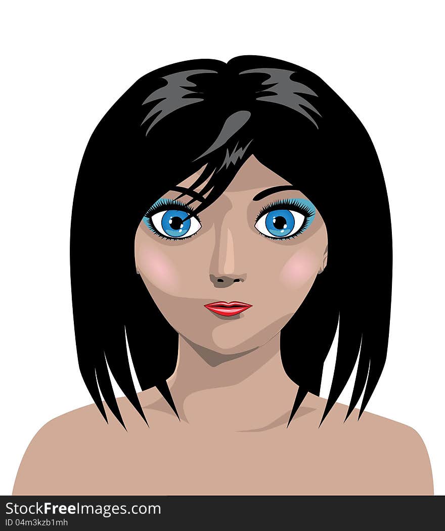 Illustration Of A Beautiful Blue Eyed Girl