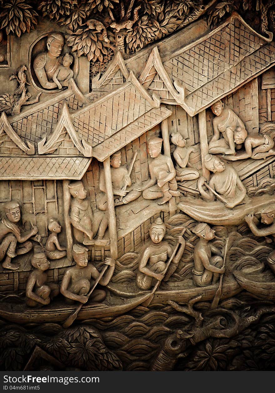 Stucco sculpture of Thailand in the past.