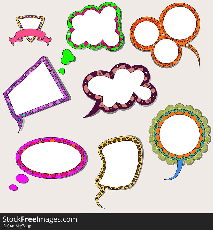 Set of speech bubbles, set of 8 pieces