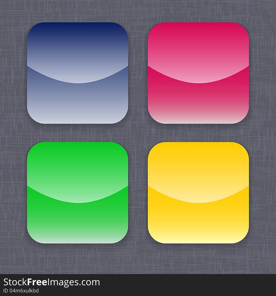 Glossy colorful app icon templates on linen background. Vector illustration