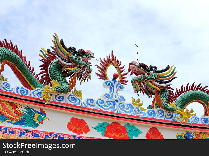 A Beautiful Color dragon with blue sky