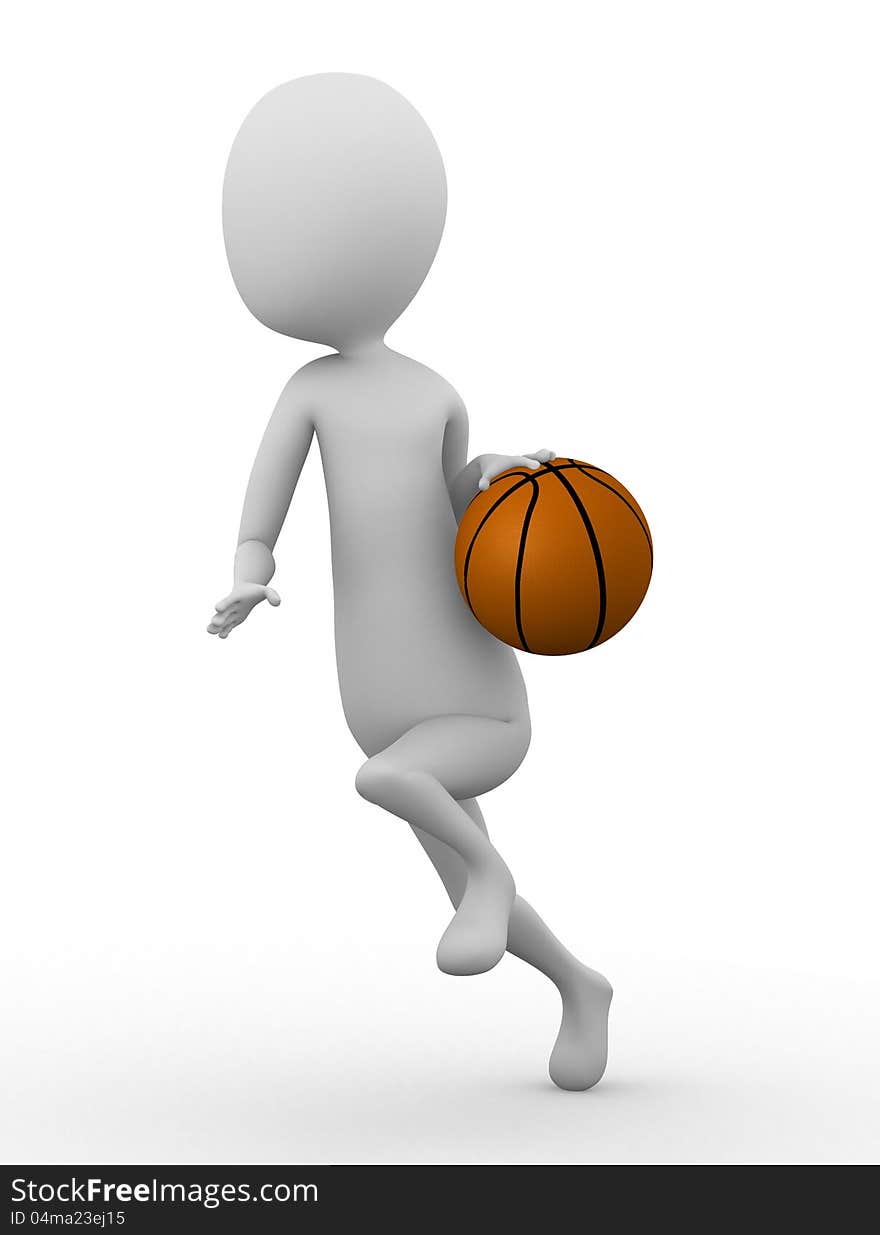 3D Man With Basketball