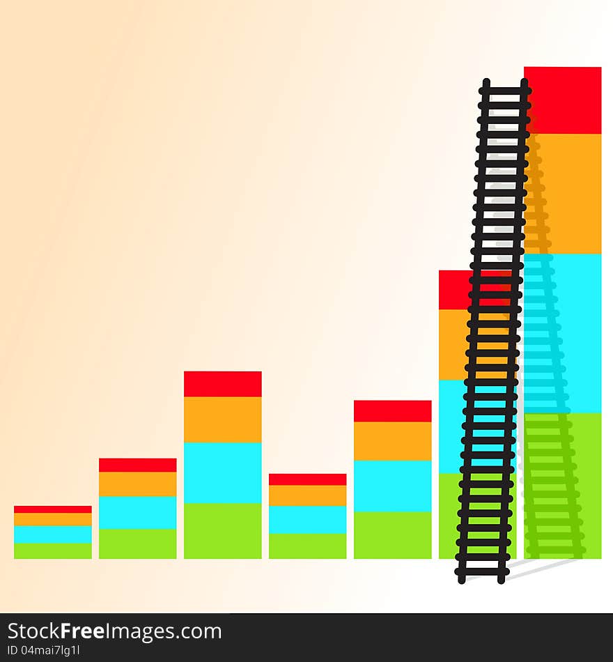 The ladder to take to reach the target. Concept success story of the business. The ladder to take to reach the target. Concept success story of the business.