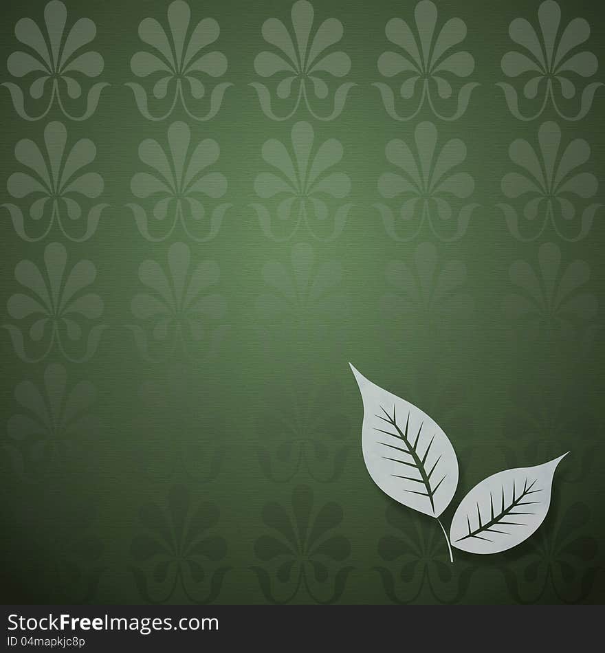 Simple floral motive on a green background with a gradient