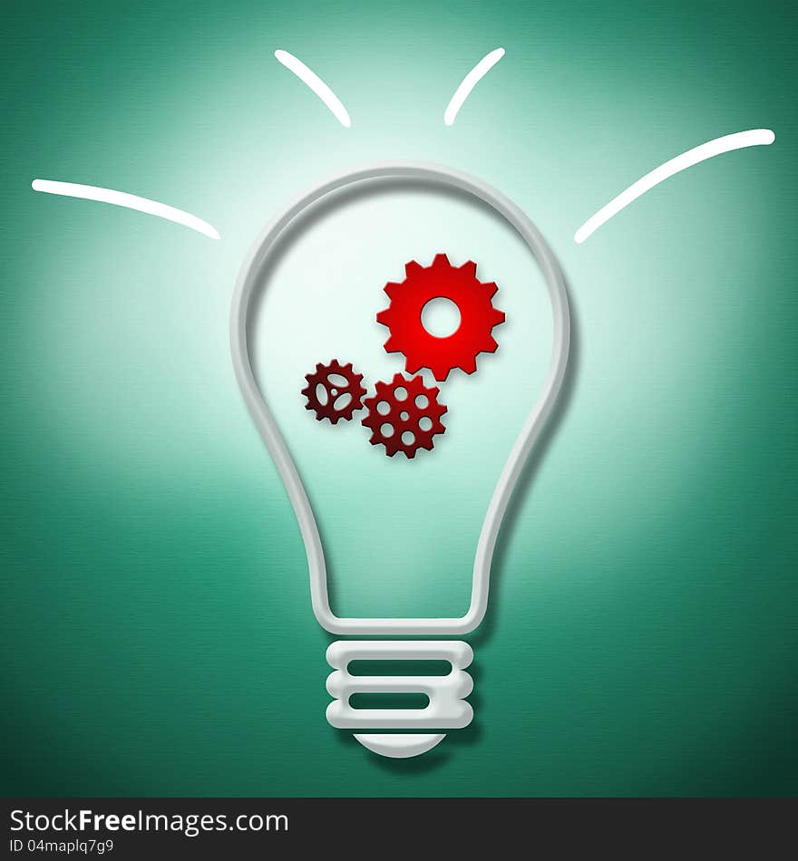 The concept of having an idea displayed as a bulb of light on a green background. The concept of having an idea displayed as a bulb of light on a green background