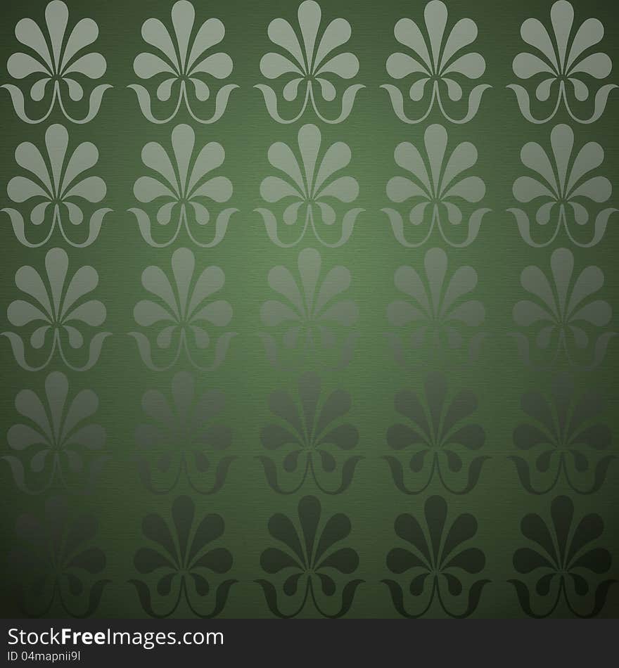 Simple floral motive on a green background with a gradient