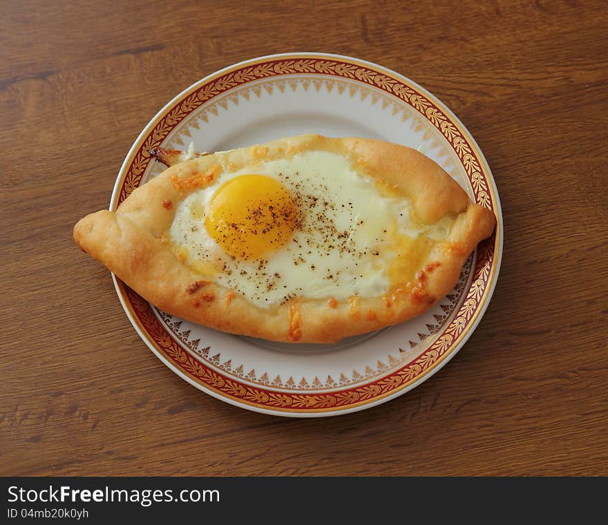 Khachapury in a plate (Georgian cheese pastry)