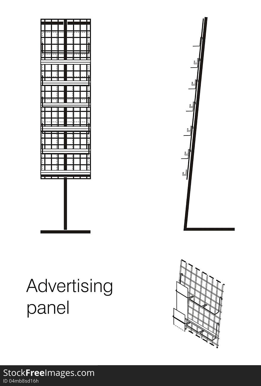 Dimensional drawing advertising-informational stands for postcards and booklets. Two of the projection and the enlarged fragment in projection. Equipment for trade halls; a newspaper stand, stand for booklets. The image in vector graphics. Dimensional drawing advertising-informational stands for postcards and booklets. Two of the projection and the enlarged fragment in projection. Equipment for trade halls; a newspaper stand, stand for booklets. The image in vector graphics