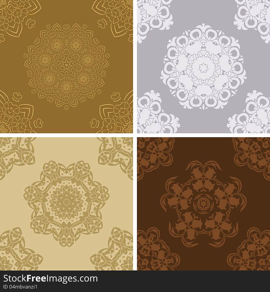 Set of seamless vintage pattern.