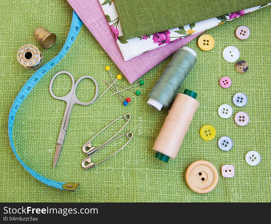 Accessory of the tailor - sewing background