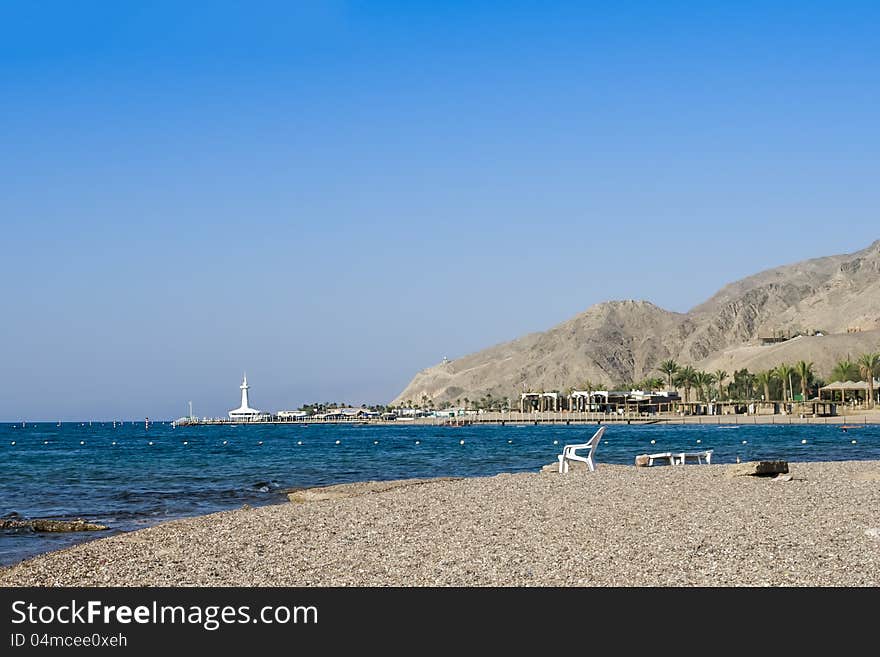 View on southern coral beach near Eilat, Israel. View on southern coral beach near Eilat, Israel