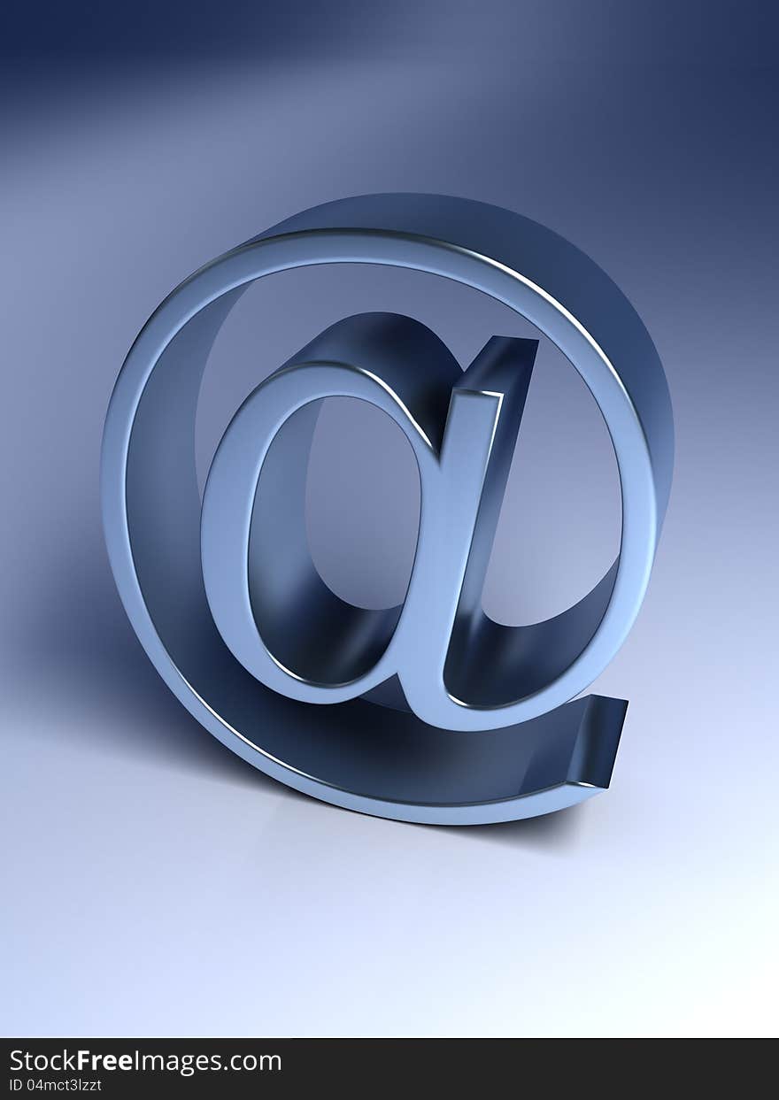 E-mail Sign @ on blue background (computer generated image)