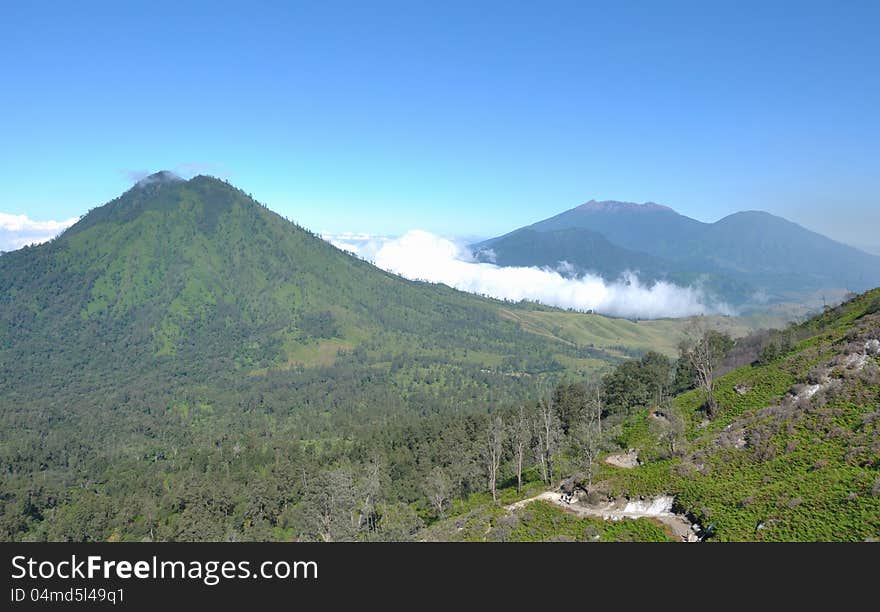 Clear sky view from Kawah Ijen. East Jawa, Indoneisa. Clear sky view from Kawah Ijen. East Jawa, Indoneisa