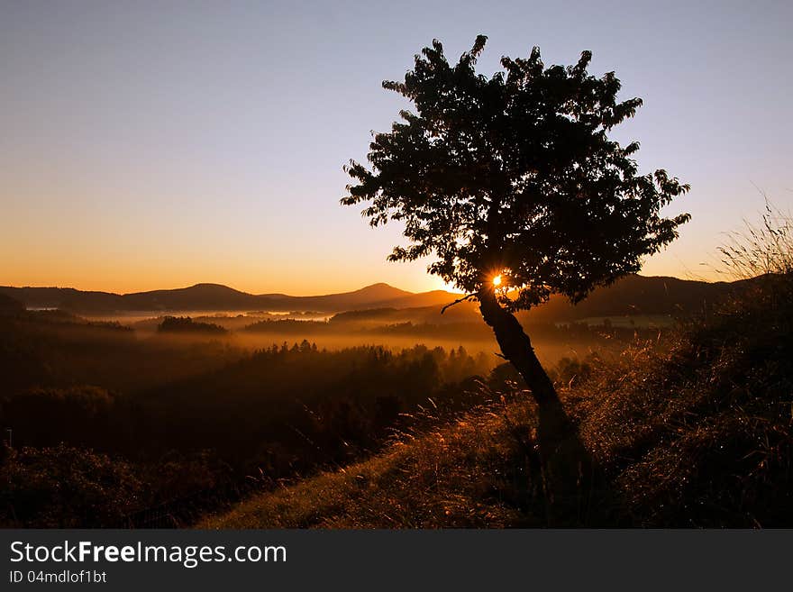 Sunset in landscape in czech. Sunset in landscape in czech.