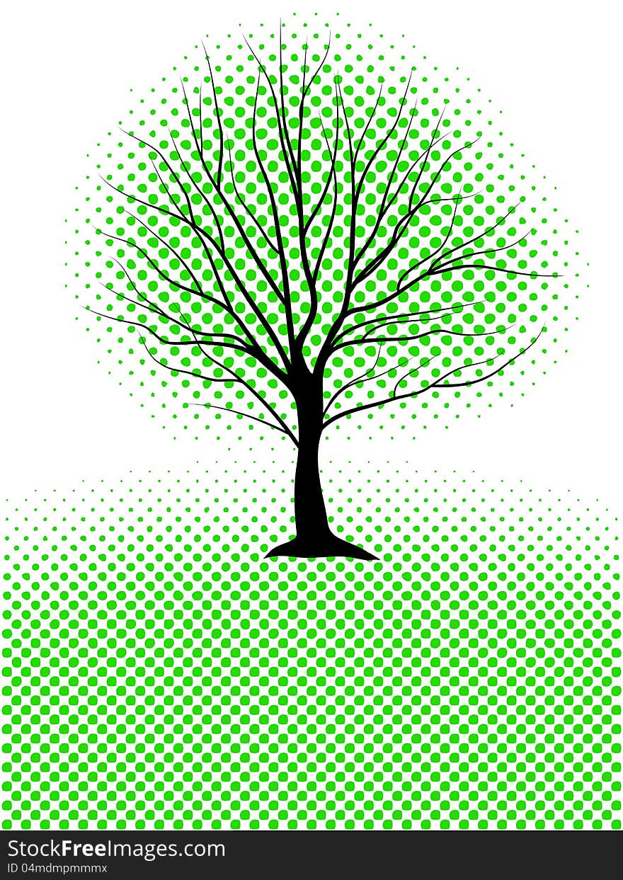 Abstract tree with halftone elements