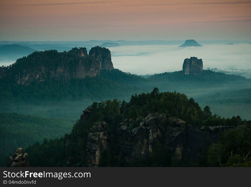 Morning inversion in the mountains.