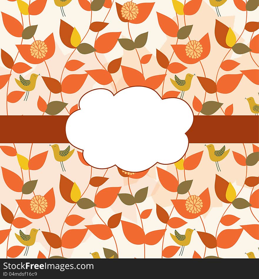 Cute greeting card with autumn leaves