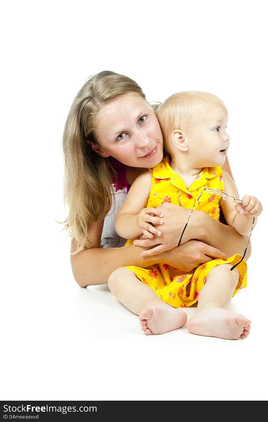 Beautiful mother with baby isolated. Beautiful mother with baby isolated