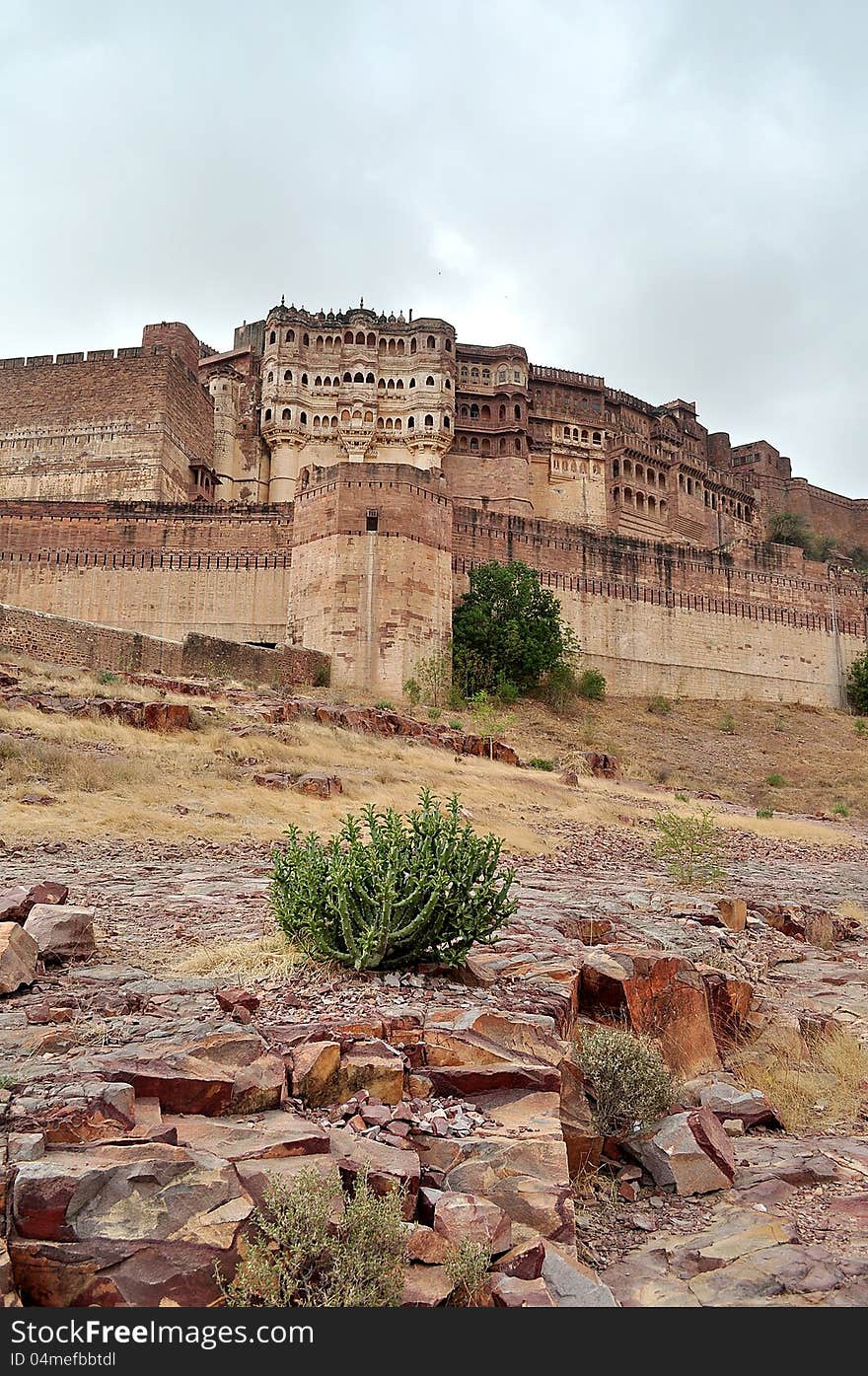 A beckoning Mehrangarh fort Jodhpur India. A beckoning Mehrangarh fort Jodhpur India