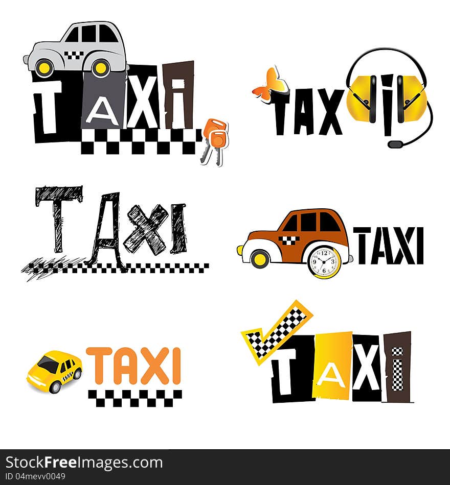 TAXI set funny icons. TAXI set funny icons