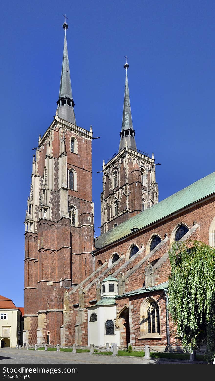 Gothic cathedral in Wroclaw, Poland