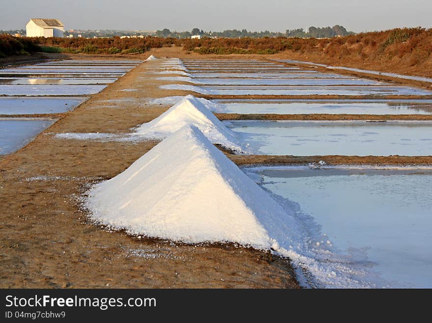 Nice view of the salt in Chiclana, Cadiz.