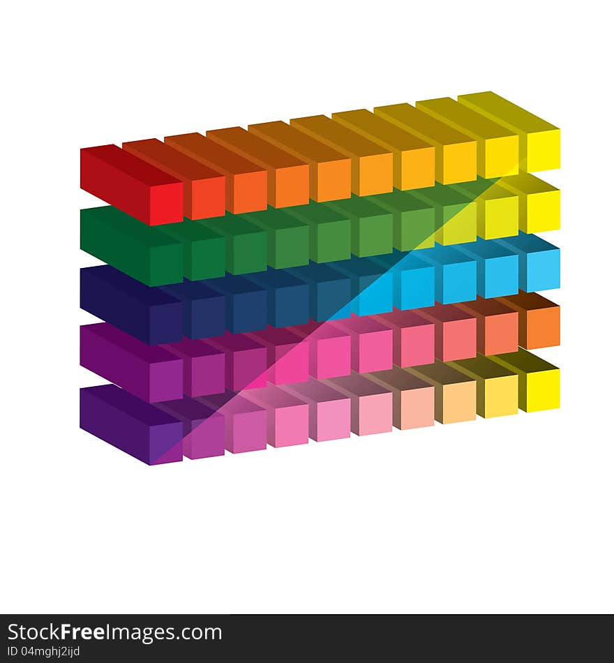 Set of vibrant glossy 3D cubes. .vector