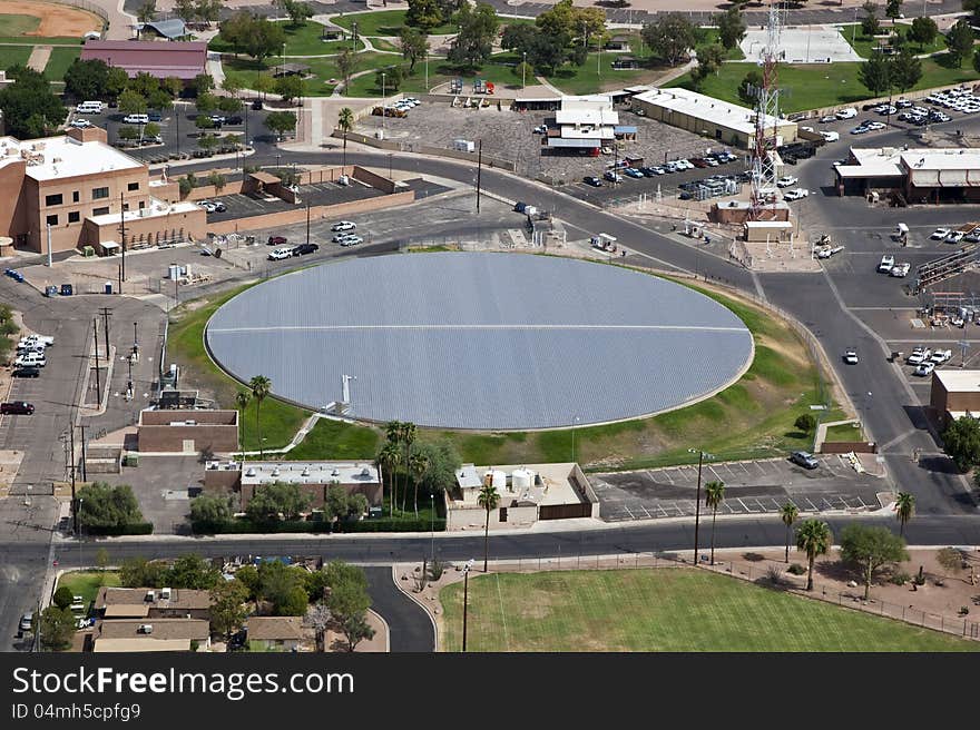 Aerial view of the Pasadena Reservoir in the City of Mesa, Arizona. Aerial view of the Pasadena Reservoir in the City of Mesa, Arizona