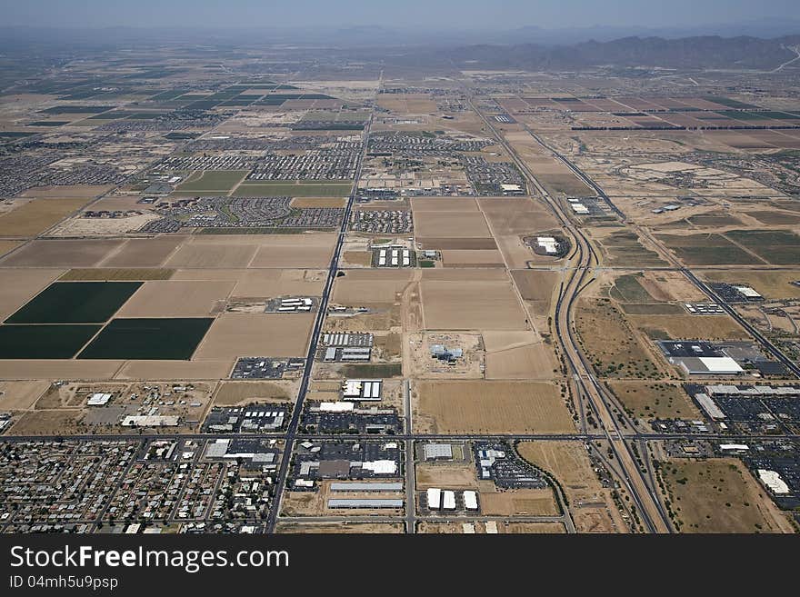 Aerial view of the Goodyear, Arizona area west of Phoenix