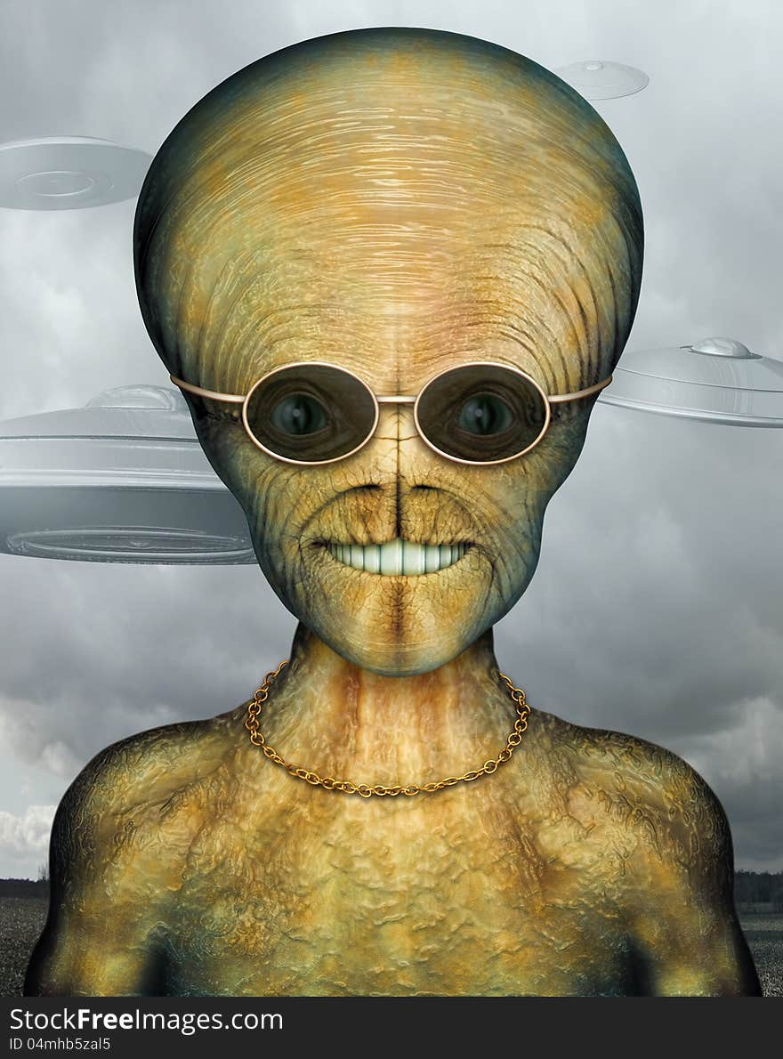 Digital Illustration of an alien. Digital Illustration of an alien.